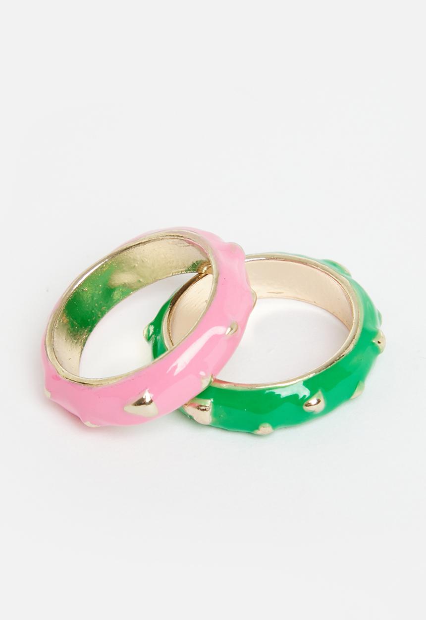Superbalist - Chanel ring set - green & pink