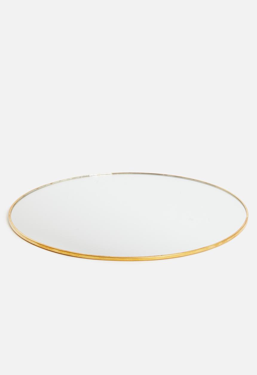 H&S - Festive round mirror candle tray - gold