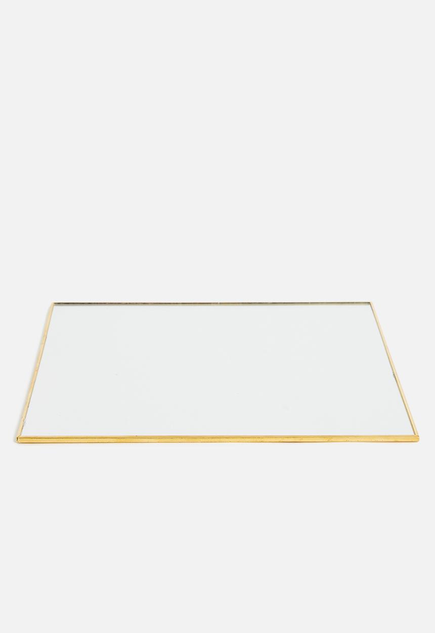 H&S - Festive square mirror candle tray - gold