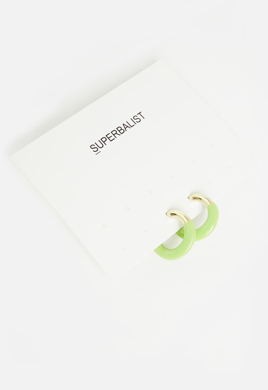 Superbalist - Dani hoop earrings - gold & green 