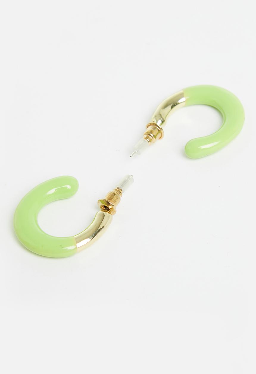 Superbalist - Dani hoop earrings - gold & green 