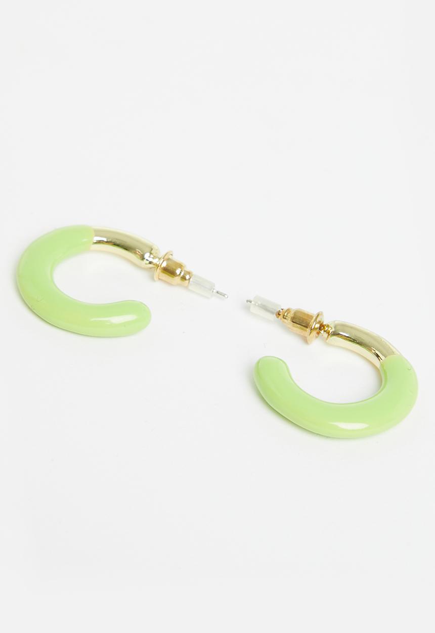 Superbalist - Dani hoop earrings - gold & green 