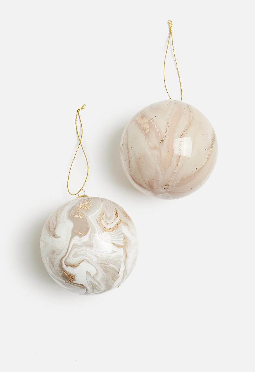H&S - Marble Christmas Baubles - Pink
