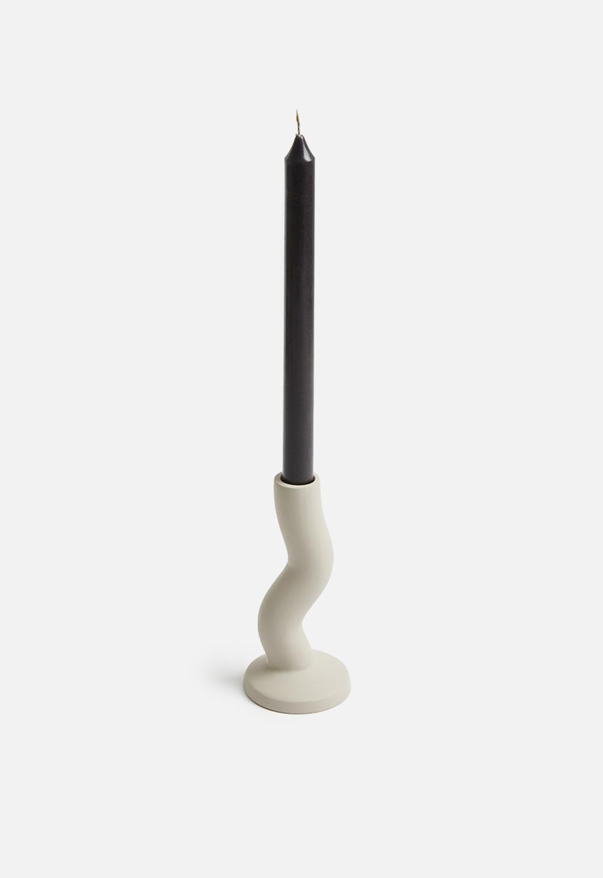 Sixth Floor - Wavy dinner candle holder - cream