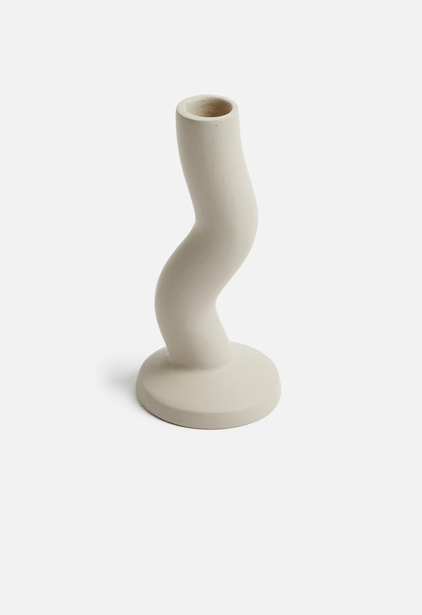 Sixth Floor - Wavy dinner candle holder - cream