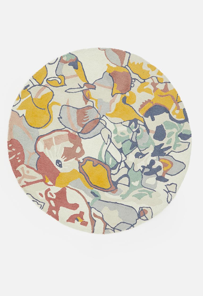 Sixth Floor - Floral hand tufted round rug - multi