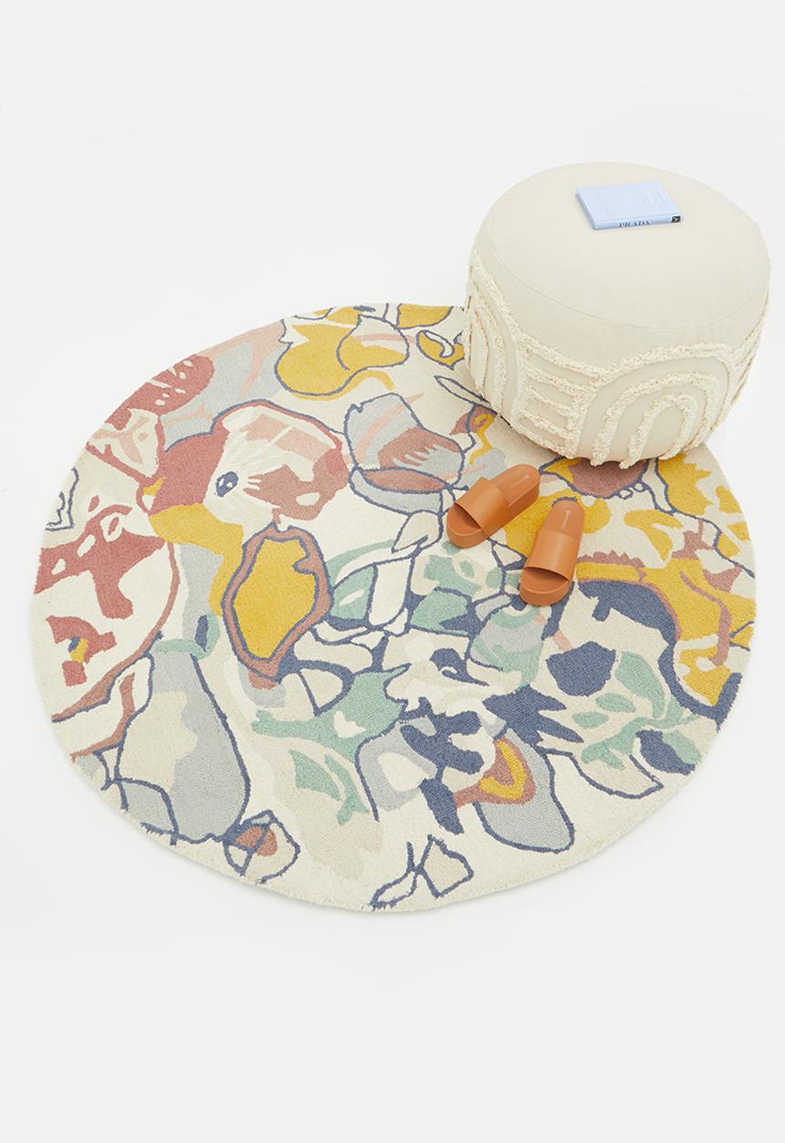 Sixth Floor - Floral hand tufted round rug - multi