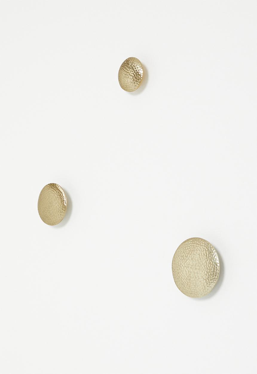 Sixth Floor - Hammered wall hook set of 3 - gold