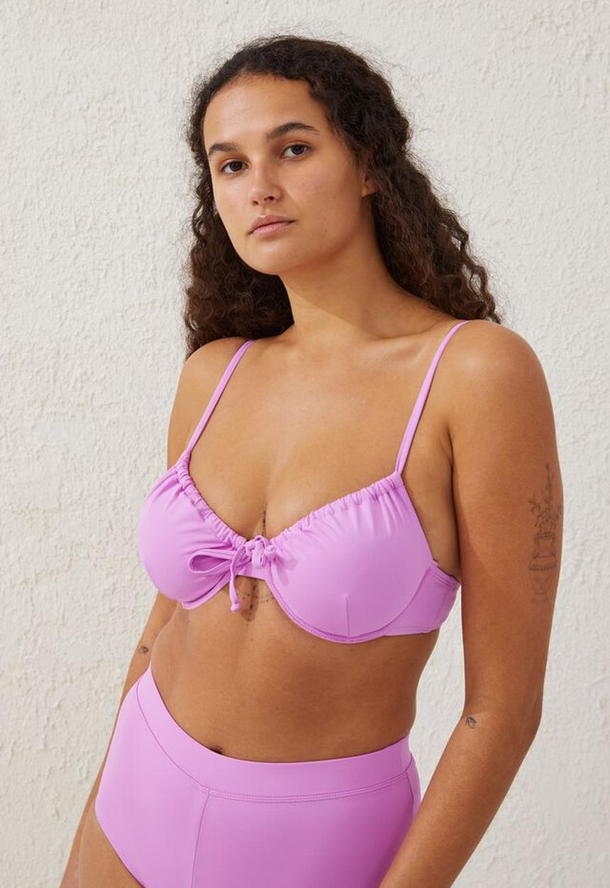 Cotton On - Half wire bra bikini top - digital orchid