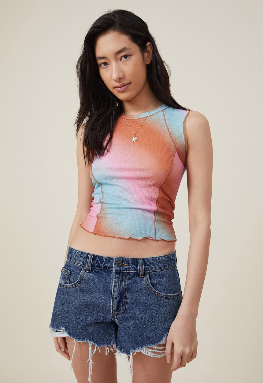 Cotton On - Kai raglan muscle tank - celia radial wave clay brown