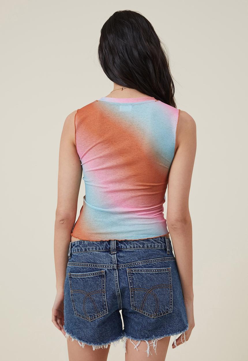 Cotton On - Kai raglan muscle tank - celia radial wave clay brown