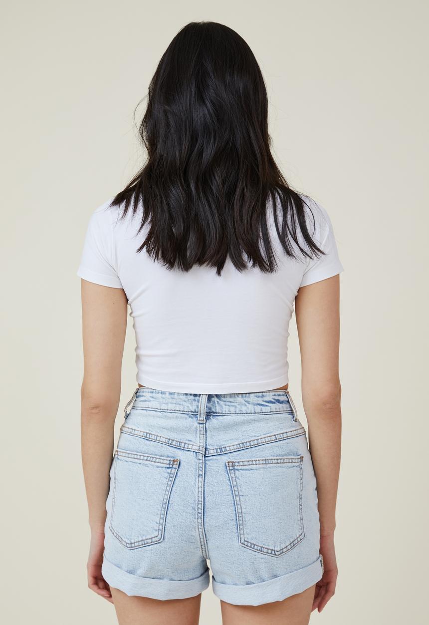Cotton On - High rise classic stretch denim short - foam blue