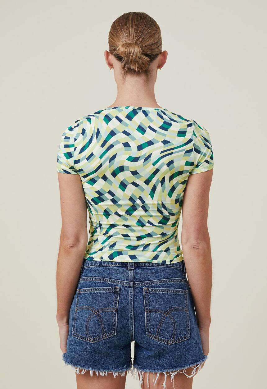 Cotton On - Drew crew neck short sleeve top - eve warped lively green
