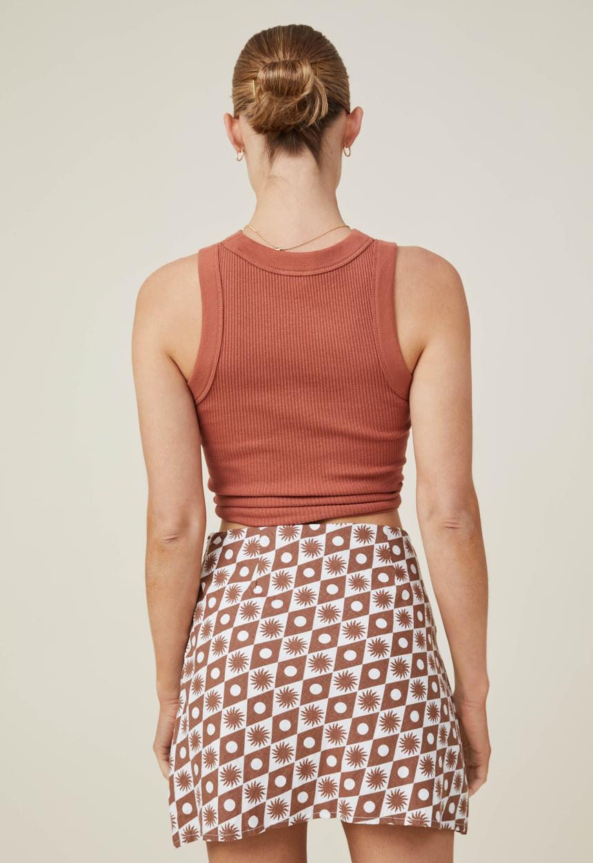 Cotton On - Haven a-line mini skirt - sunny soleil russet brown