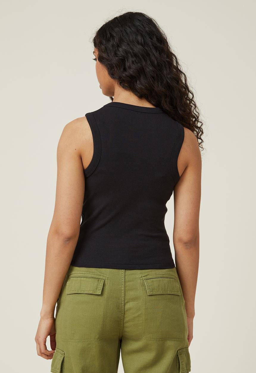 Cotton On - Graphic rib racer tank - sunflower/black