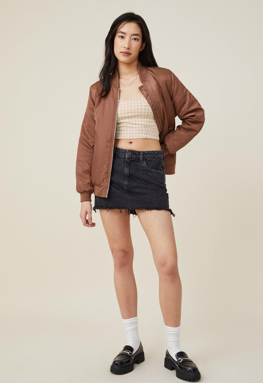 Cotton On - Ebony scoop neck tank - soft khaki/sweet mauve houndstooth