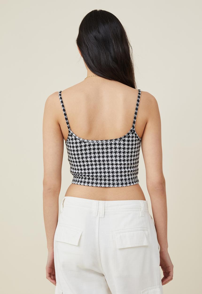 Cotton On - Ebony scoop neck tank - black/white houndstooth