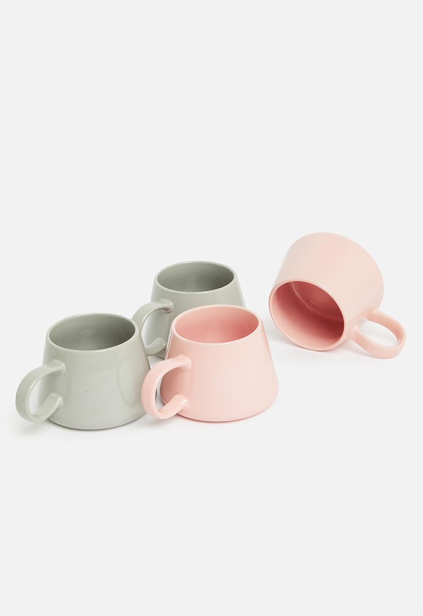 Sixth Floor - Sisma mug set of 4 - pink & grey