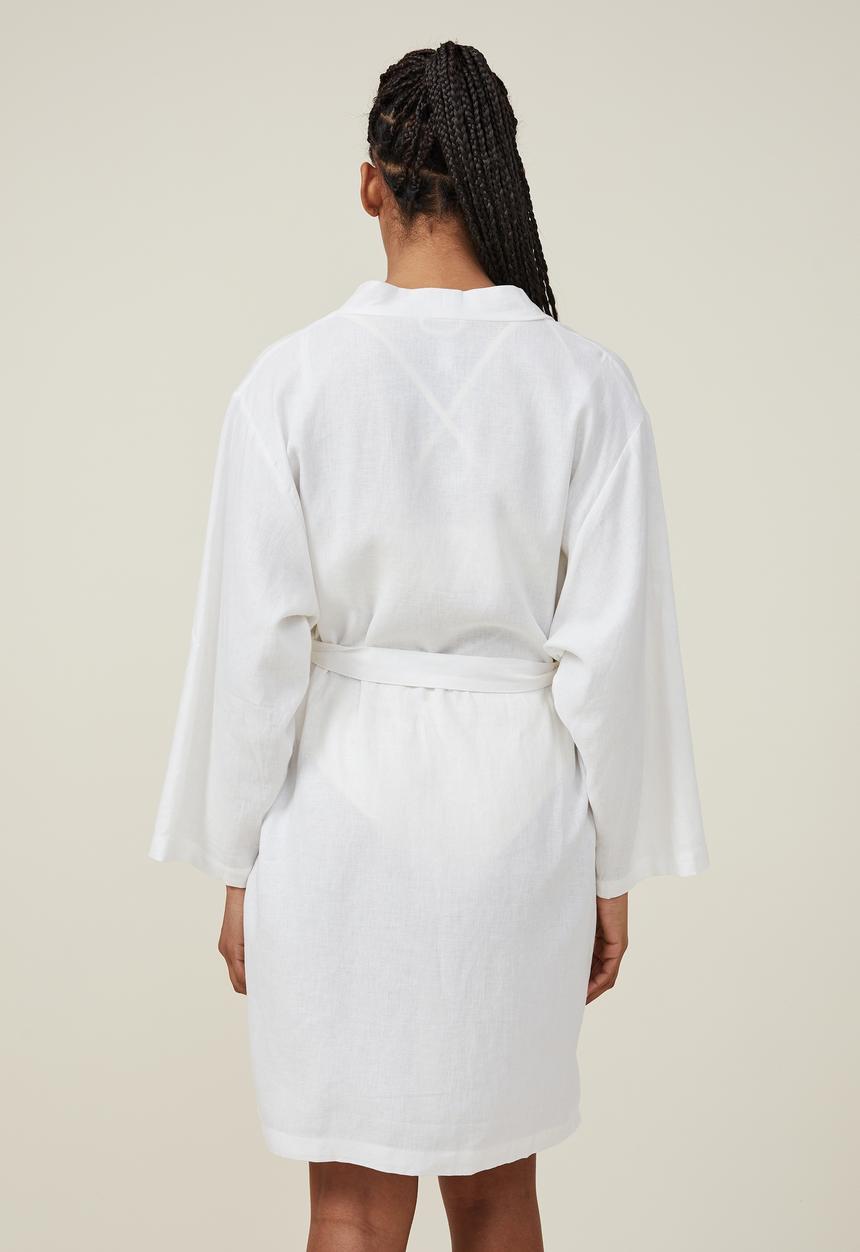 Cotton On - Linen blend sleep robe - coconut milk