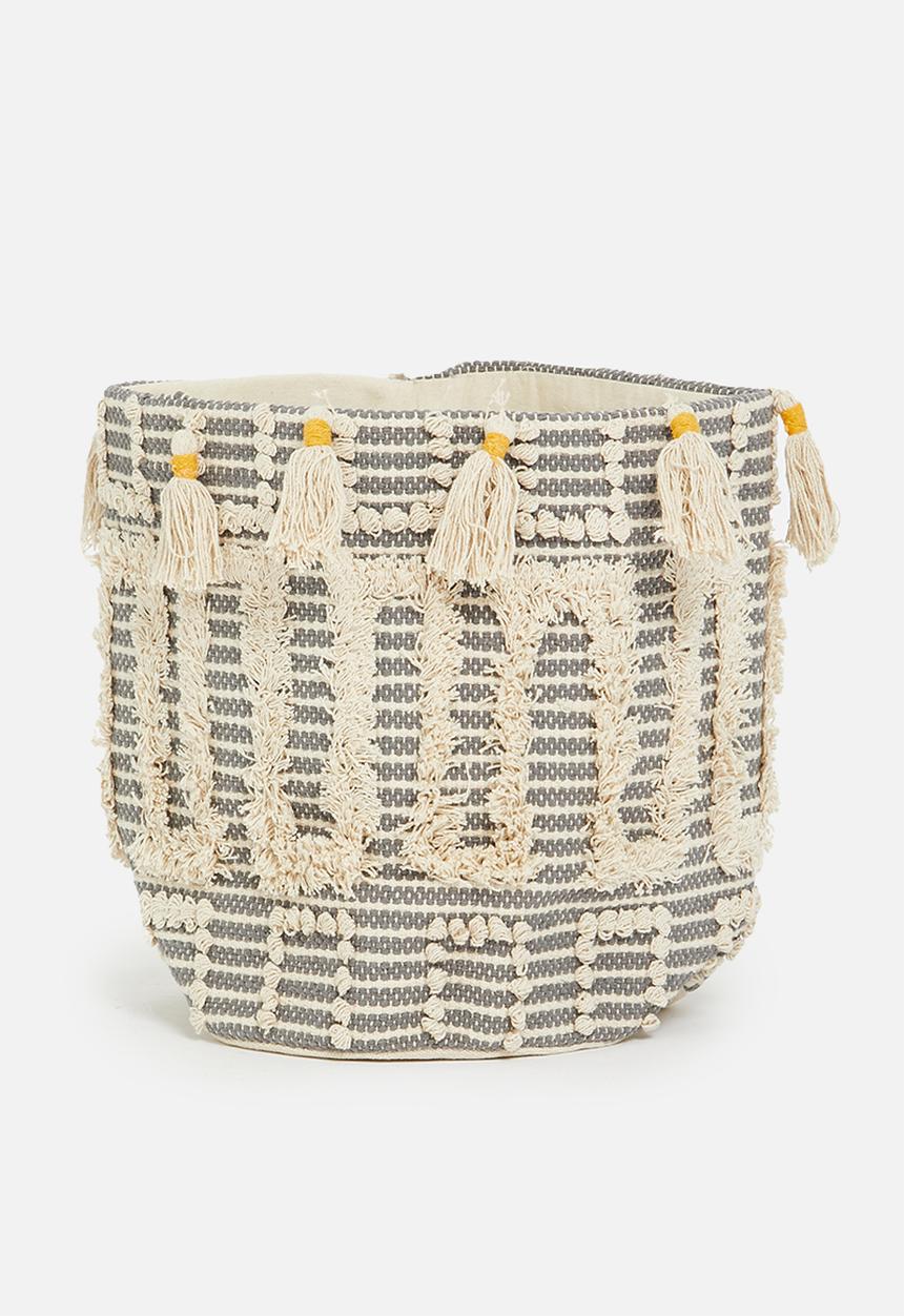 Sixth Floor - Alex tufted basket - grey & yellow