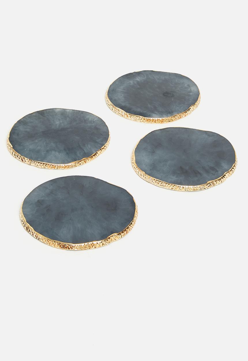 Sixth Floor - Era resin coaster set of 4 - obsidian