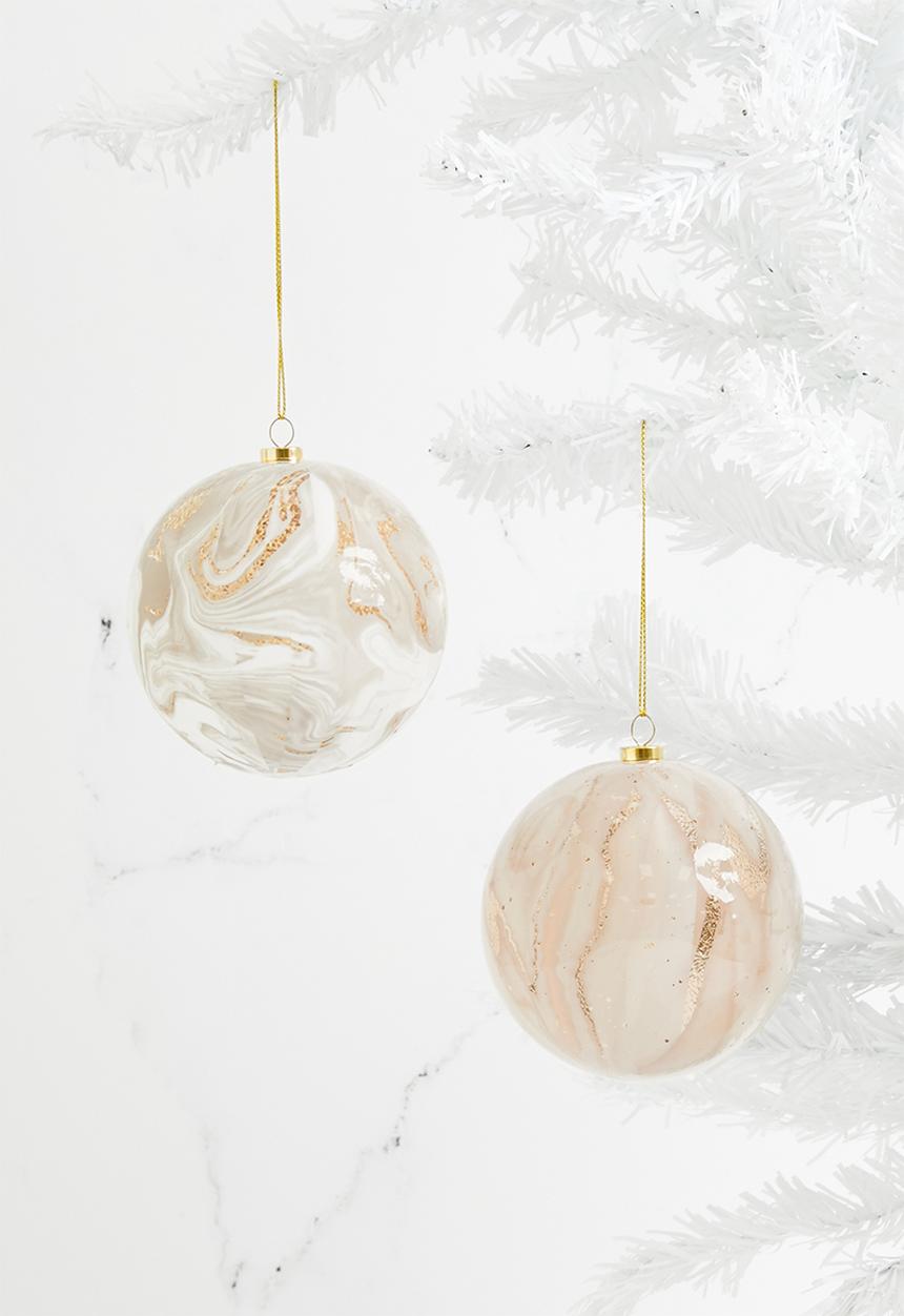 H&S - Marble Christmas Baubles - Pink