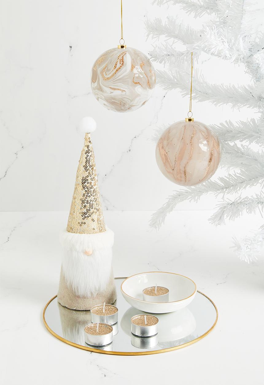 H&S - Marble Christmas Baubles - Pink