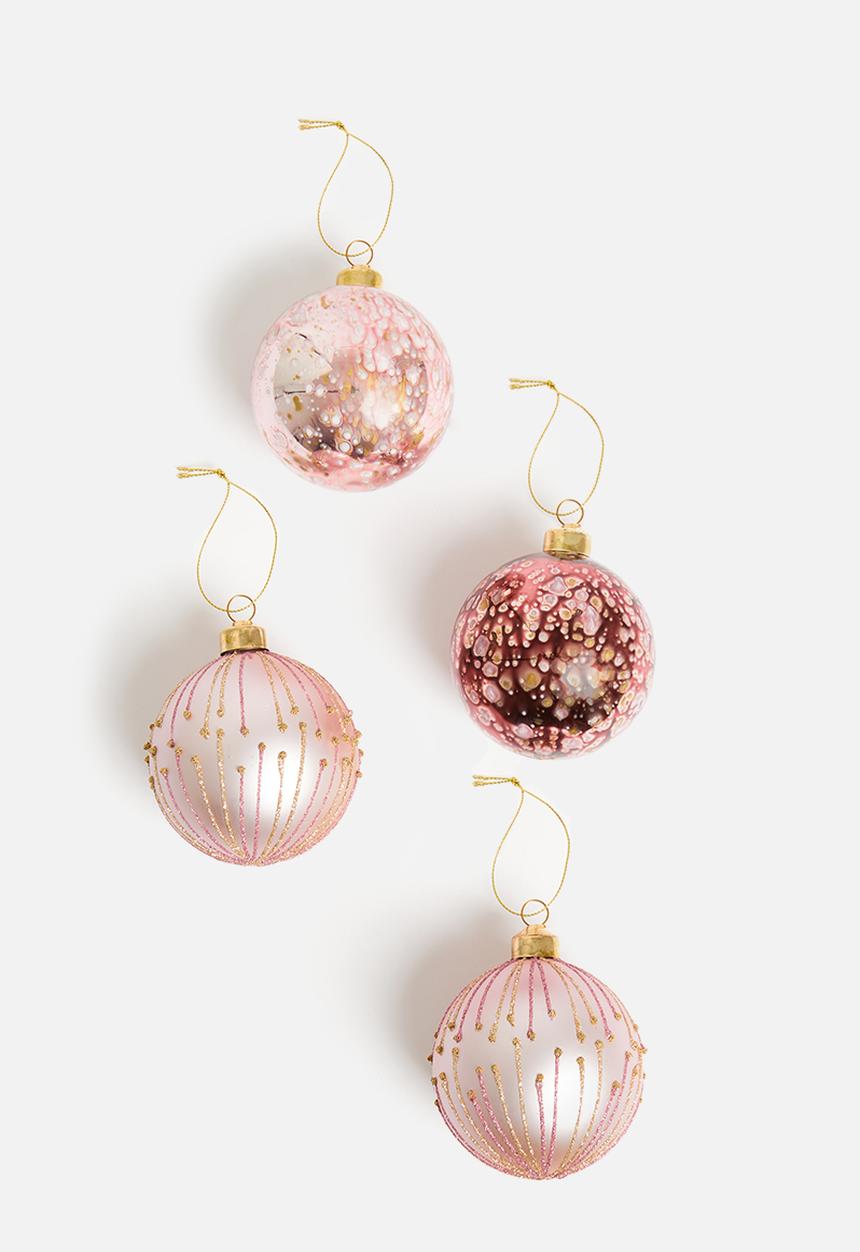 H&S - Sparkle Christmas Baubles - pink