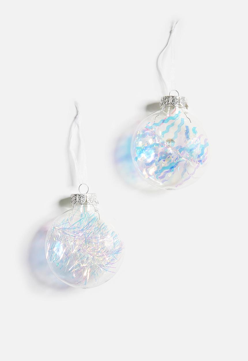 H&S - Iridescent tinsel baubles set of 2