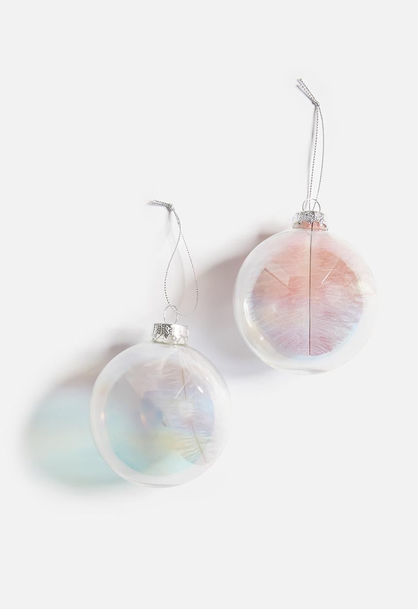 H&S - Pearl finish glass christmas baubles set of 2