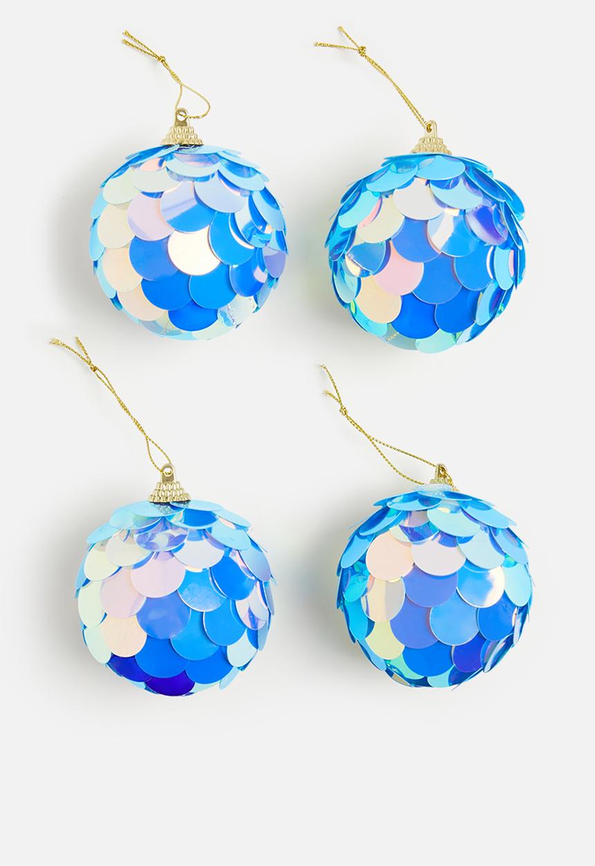 H&S - Christmas scales bauble set of 4 - blue