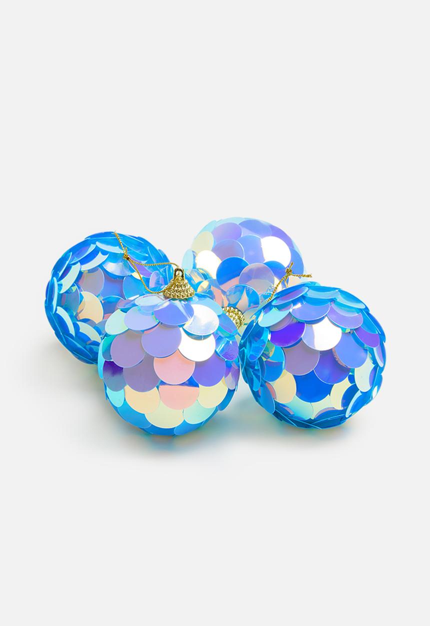 H&S - Christmas scales bauble set of 4 - blue