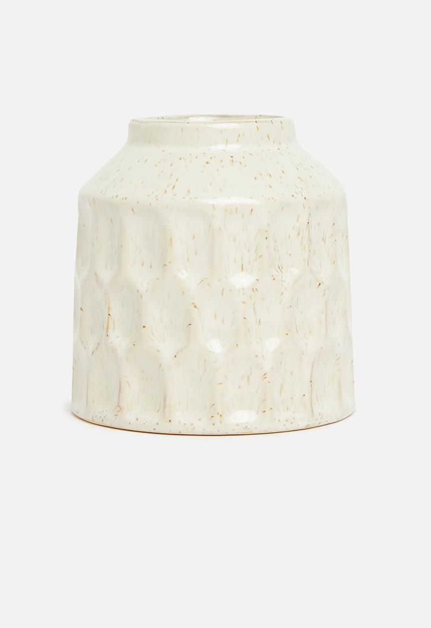 Sixth Floor - Rio speckle stoneware vase - white