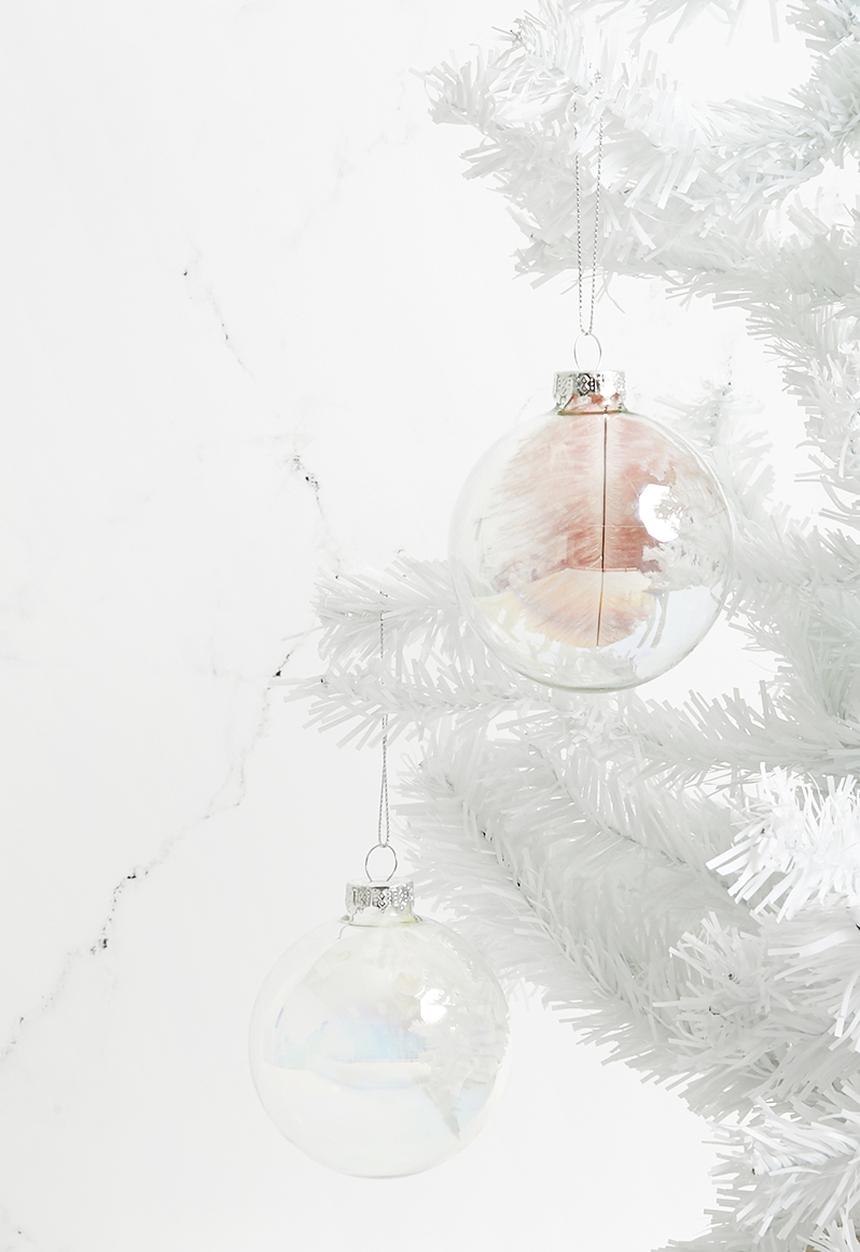 H&S - Pearl finish glass christmas baubles set of 2