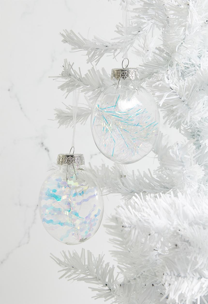 H&S - Iridescent tinsel baubles set of 2