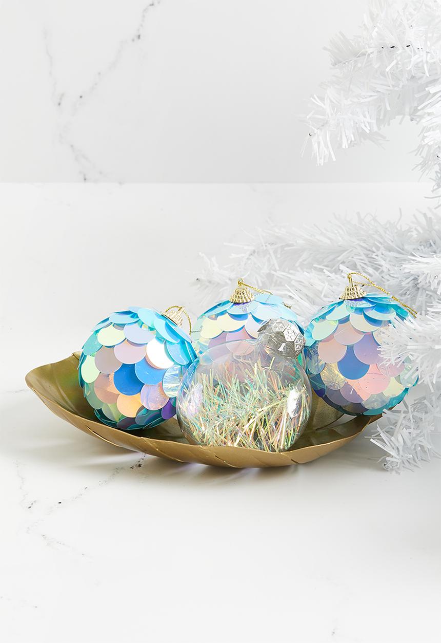 H&S - Iridescent tinsel baubles set of 2