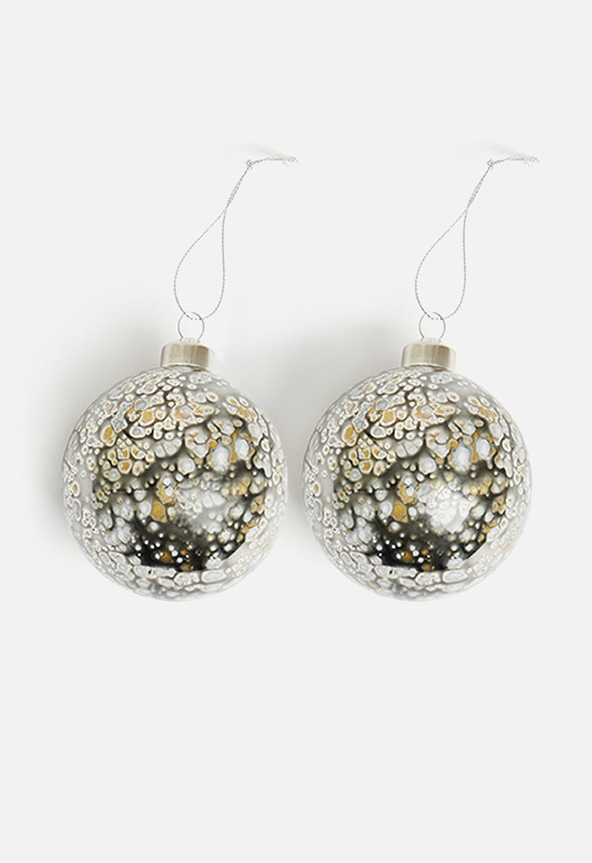 H&S - Dots deco christmas baubles set of 2 - dark grey