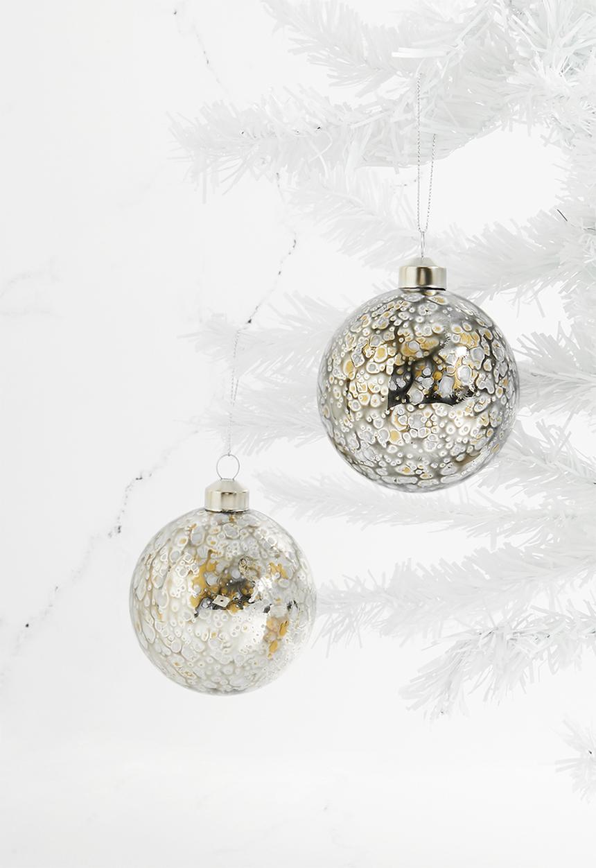 H&S - Dots deco christmas baubles set of 2 - dark grey