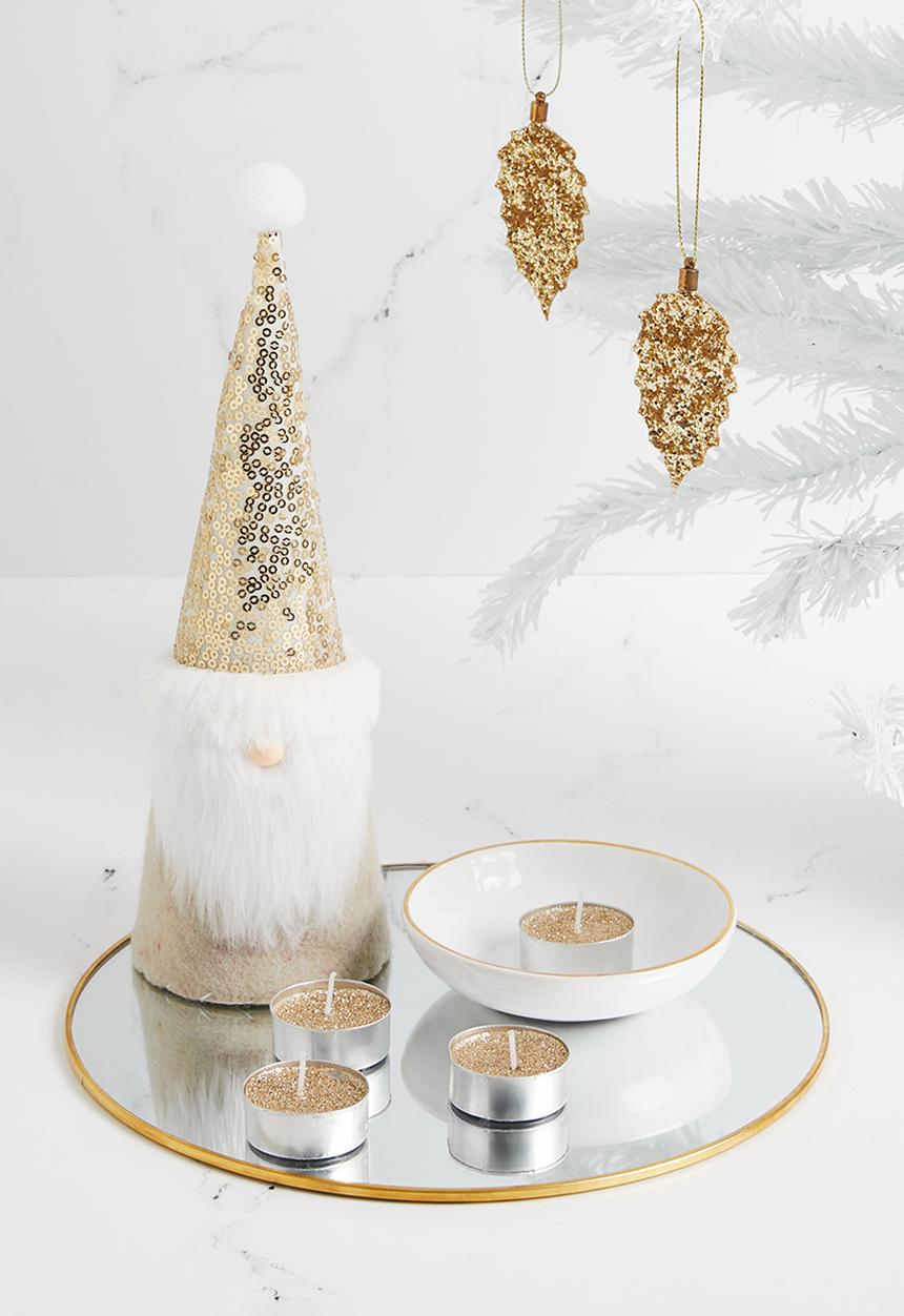 H&S - Leaf glitter hanging decoration set of 4 - gold