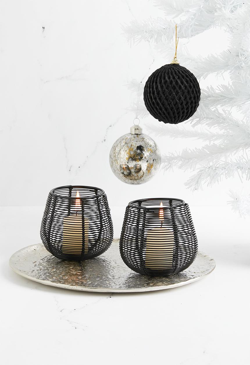 H&S - Dots deco christmas baubles set of 2 - dark grey