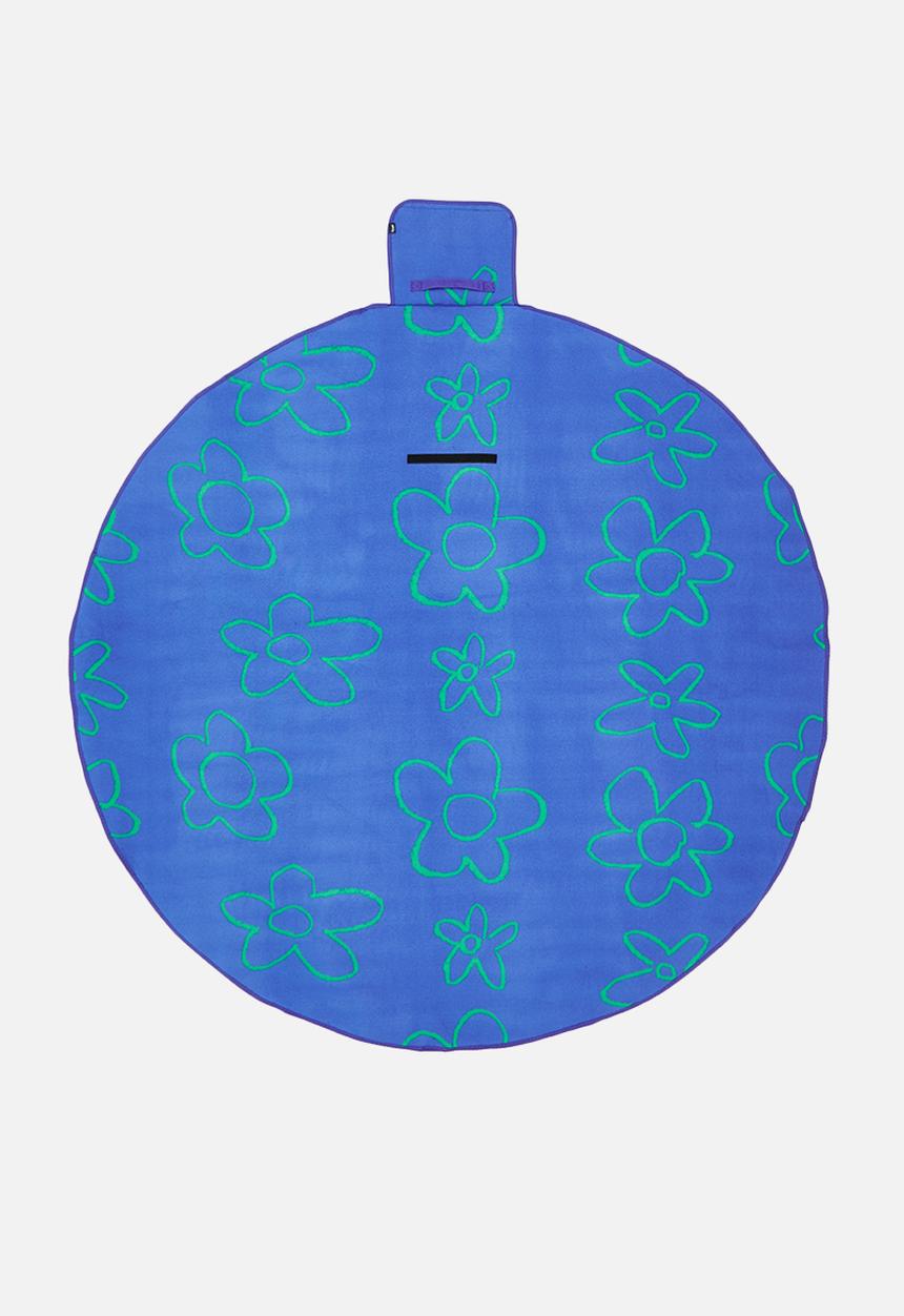 Typo - Shaped picnic rug-keyline daisy dark blue