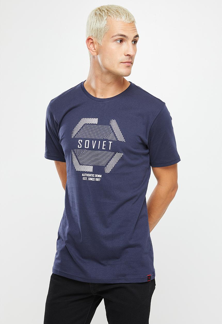 SOVIET - M ernesto short sleeve logo tee - navy