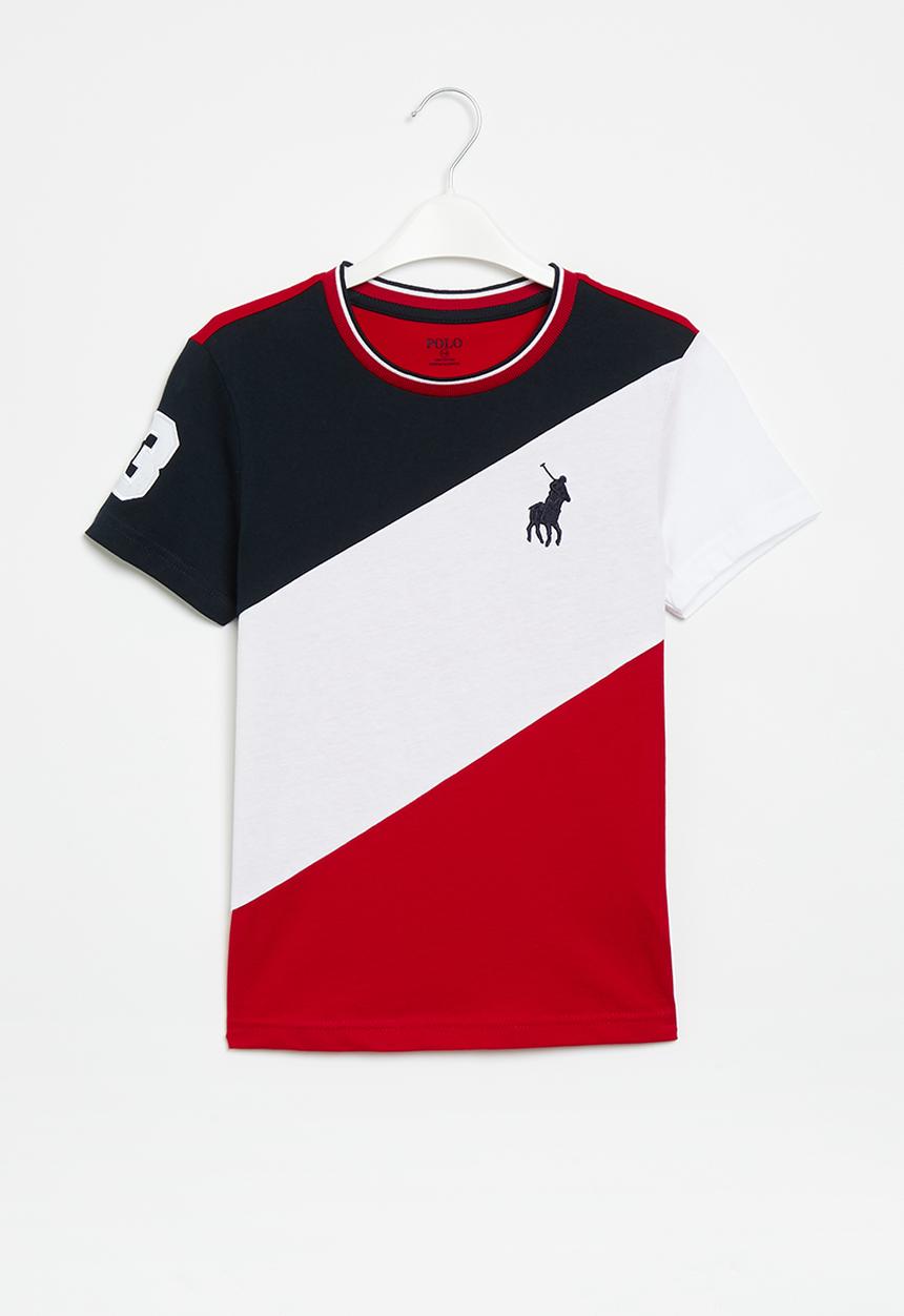 POLO - Boys colour blocked tee - red