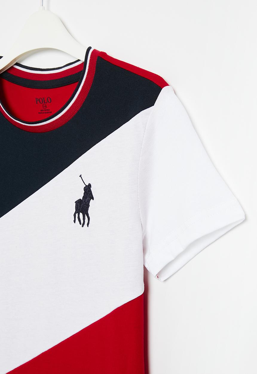 POLO - Boys colour blocked tee - red
