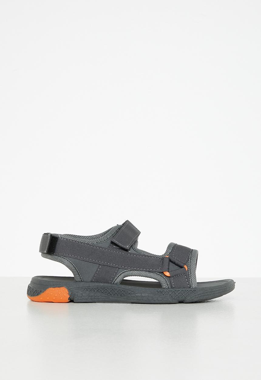 Tom Tom - Boys velcro strap sandal - grey & orange
