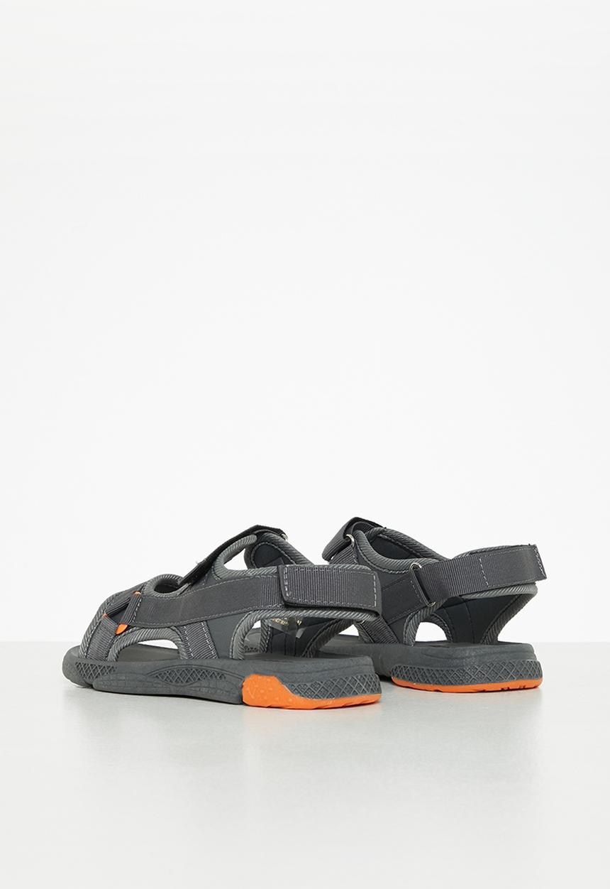 Tom Tom - Boys velcro strap sandal - grey & orange
