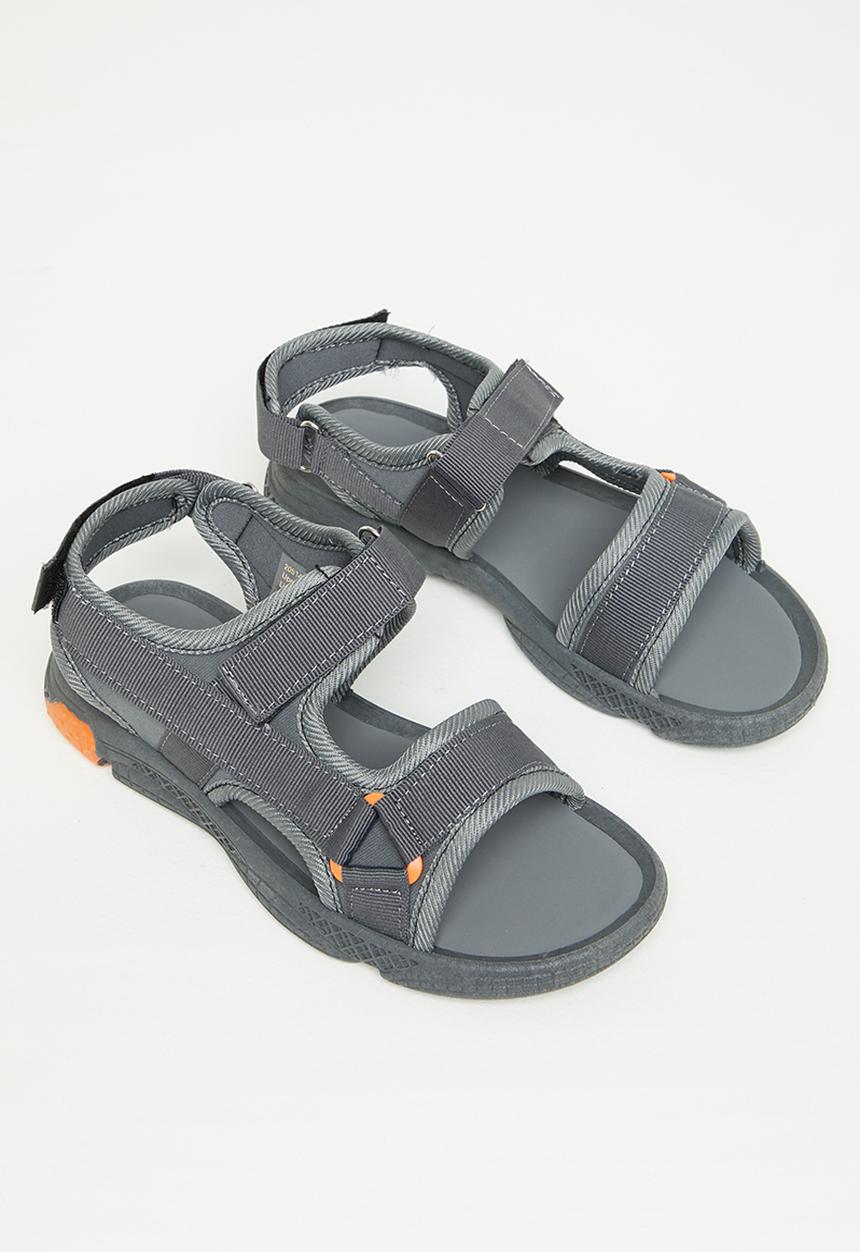 Tom Tom - Boys velcro strap sandal - grey & orange