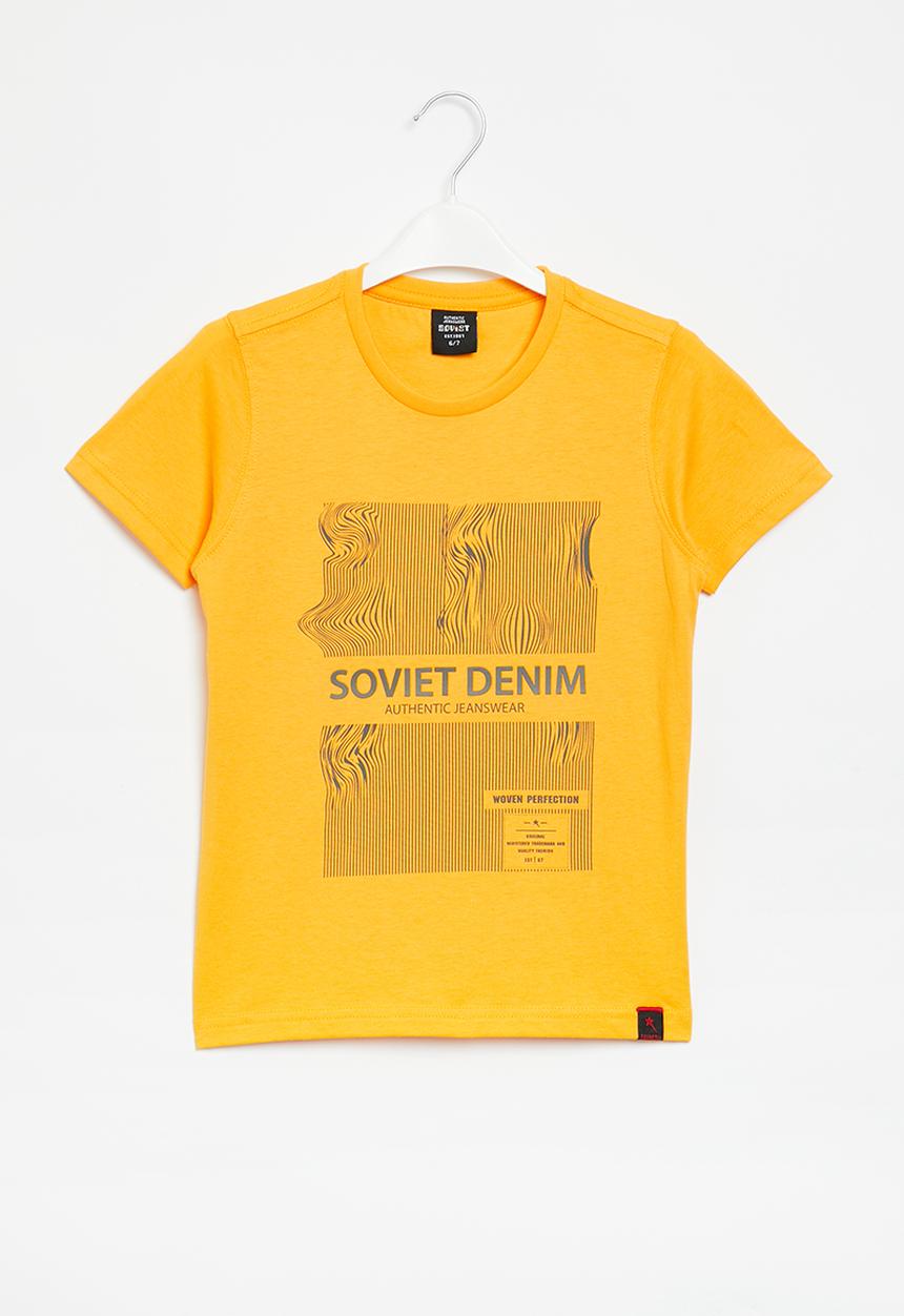SOVIET - B maxson boys short sleeve logo tee - canary yellow