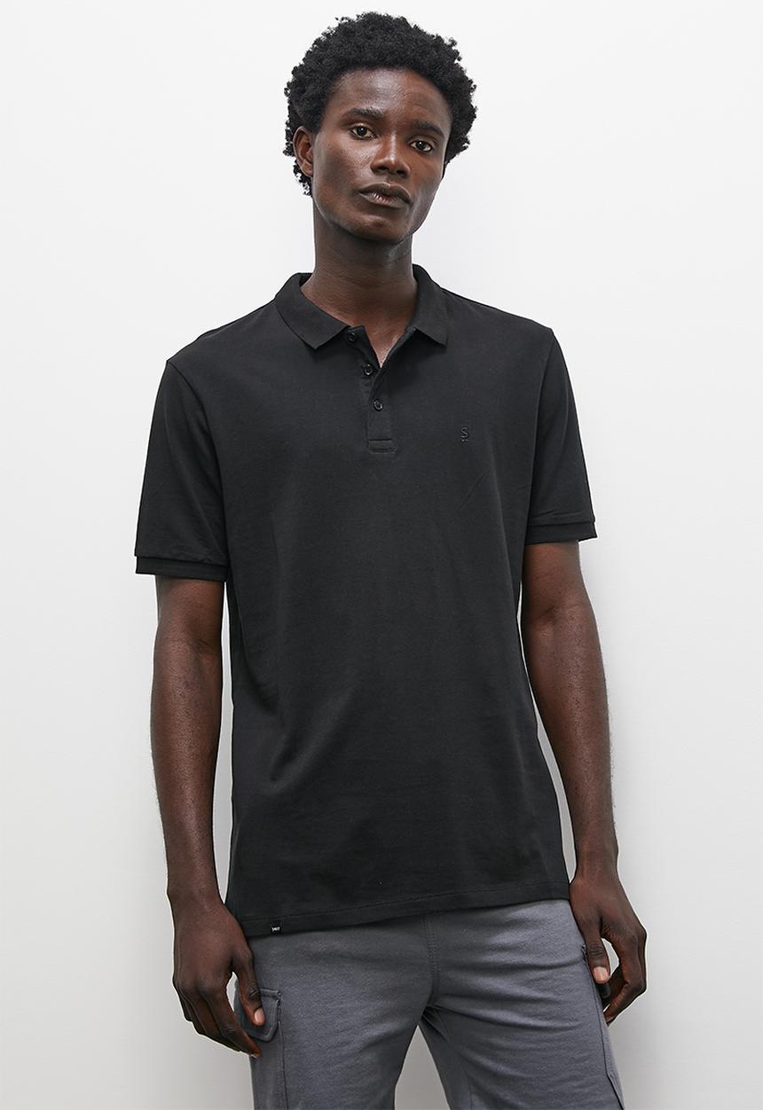 Superbalist - Pique slim fit golfer - black
