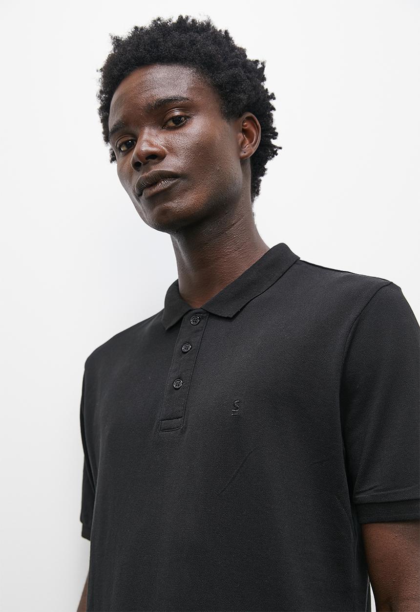 Superbalist - Pique slim fit golfer - black